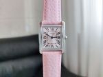 Cartier Pink Dial Pink Litchi-grain Strap 24/27mm Women's Watch